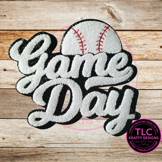 Baseball Game Day Chenille Patch – Sporty Iron-On / Sew-On Appliqué CK