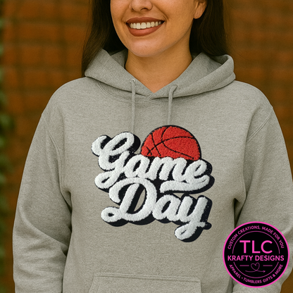 Basketball Game Day Chenille Patch – Sporty Iron-On / Sew-On Appliqué CK