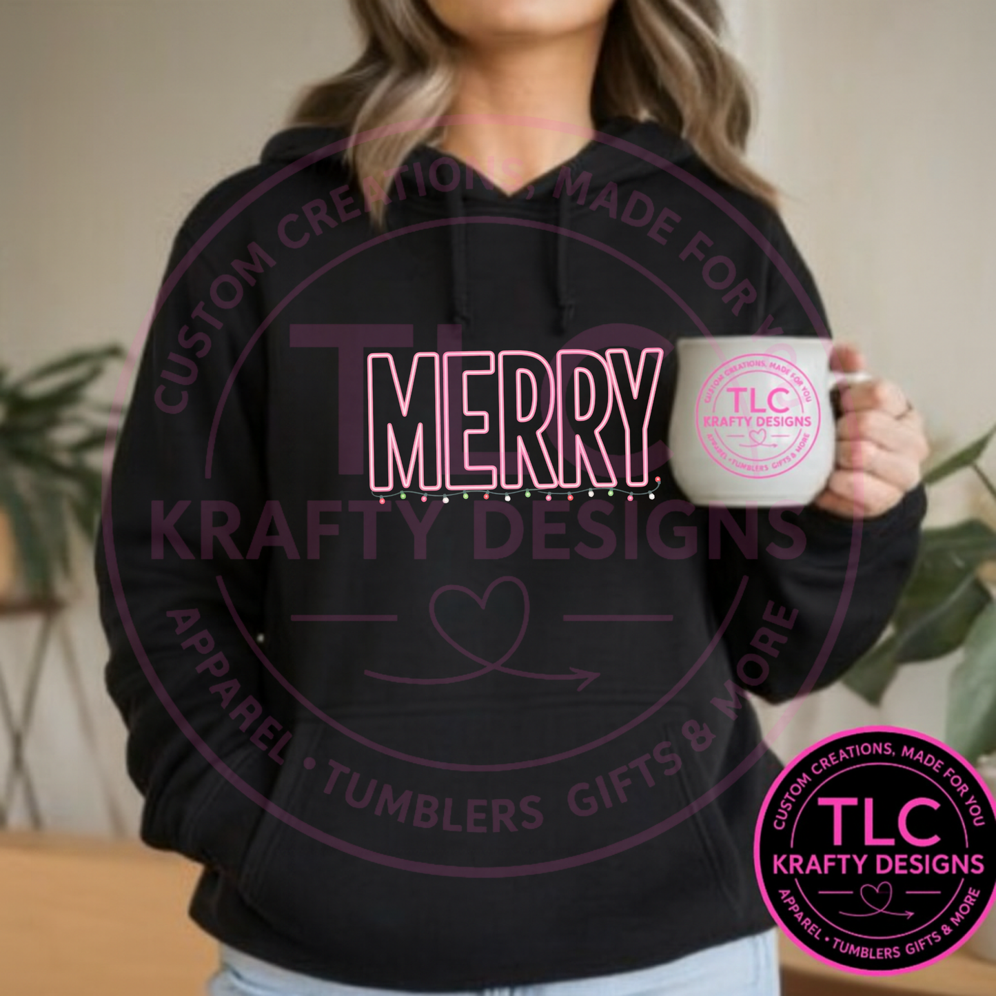 Merry Lights Sweatshirt - Festive Christmas Crew Neck or Hoodie CK