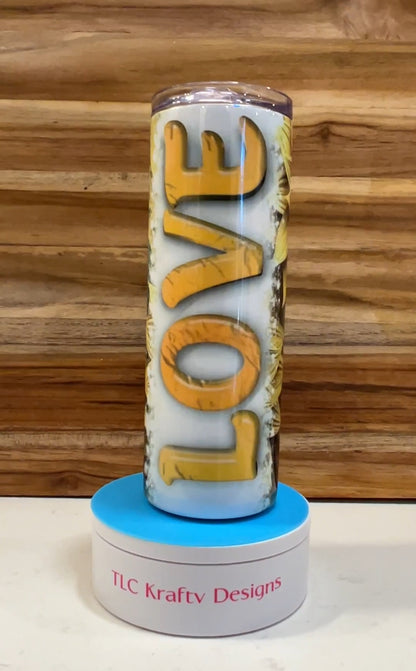 Delightful Cheerful vibrancy of sunflowers meets the timeless sentiment of love sublimation Tumbler