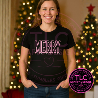 Merry Lights T-Shirt - Festive Christmas Long or Short Sleeve Tee CK