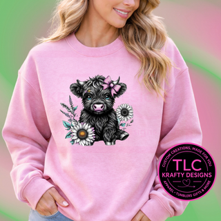 Floral Baby Highland Cow Graphic – T-Shirt or Sweatshirt