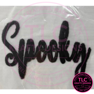 Spooky Fuzzy Iron-On Patch, Large Halloween Patch, Oversized Script Patch, Heat Press Patch for Sweatshirts, Jackets & Bags