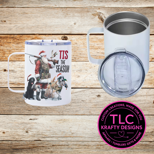 Tis the Season Hunting Santa Mug - 12oz Travel Mug With Lid CK