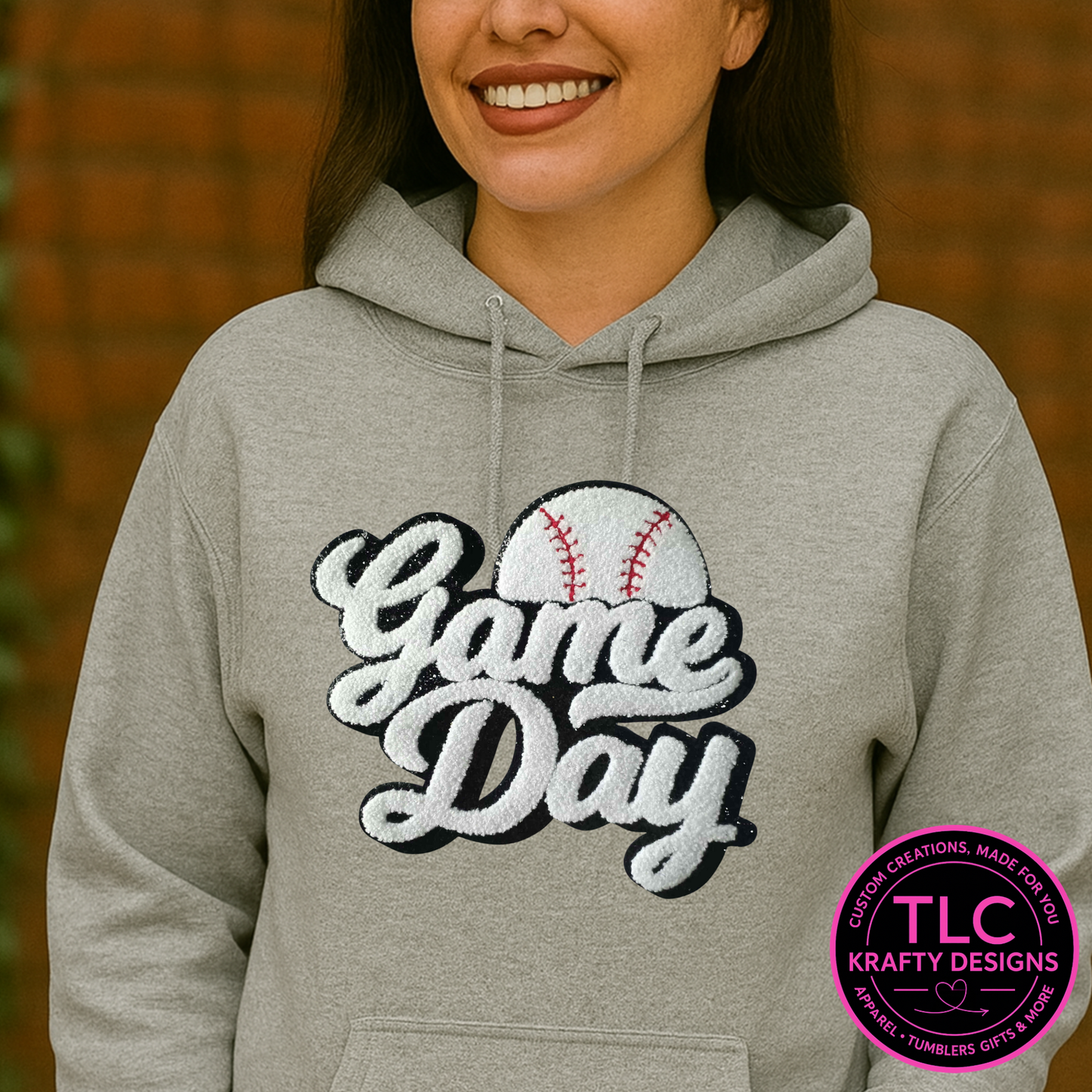 Baseball Game Day Chenille Patch – Sporty Iron-On / Sew-On Appliqué CK