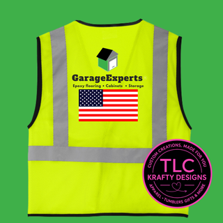 GarageExperts Safety Vest – American Flag or USA Map Flag Option