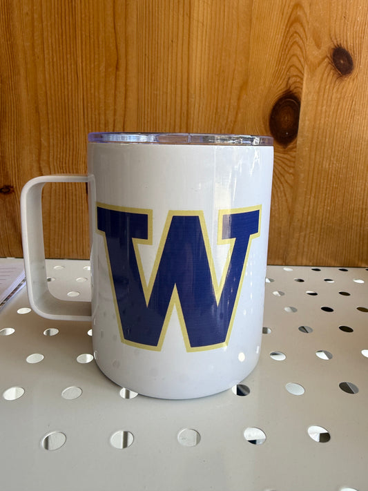 UW Huskies 12oz Travel Mug with Handle – Insulated Coffee Tumbler with Lid