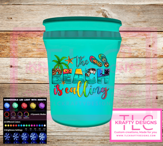 The Beach Is Calling White LED Bucket with Lid | Custom UVT Design + Seat Lid Upgrade