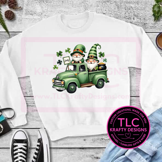 St. Patrick's Day Gnomes in Truck Shirt or Sweatshirt - St. Patrick's Day Apparel CK