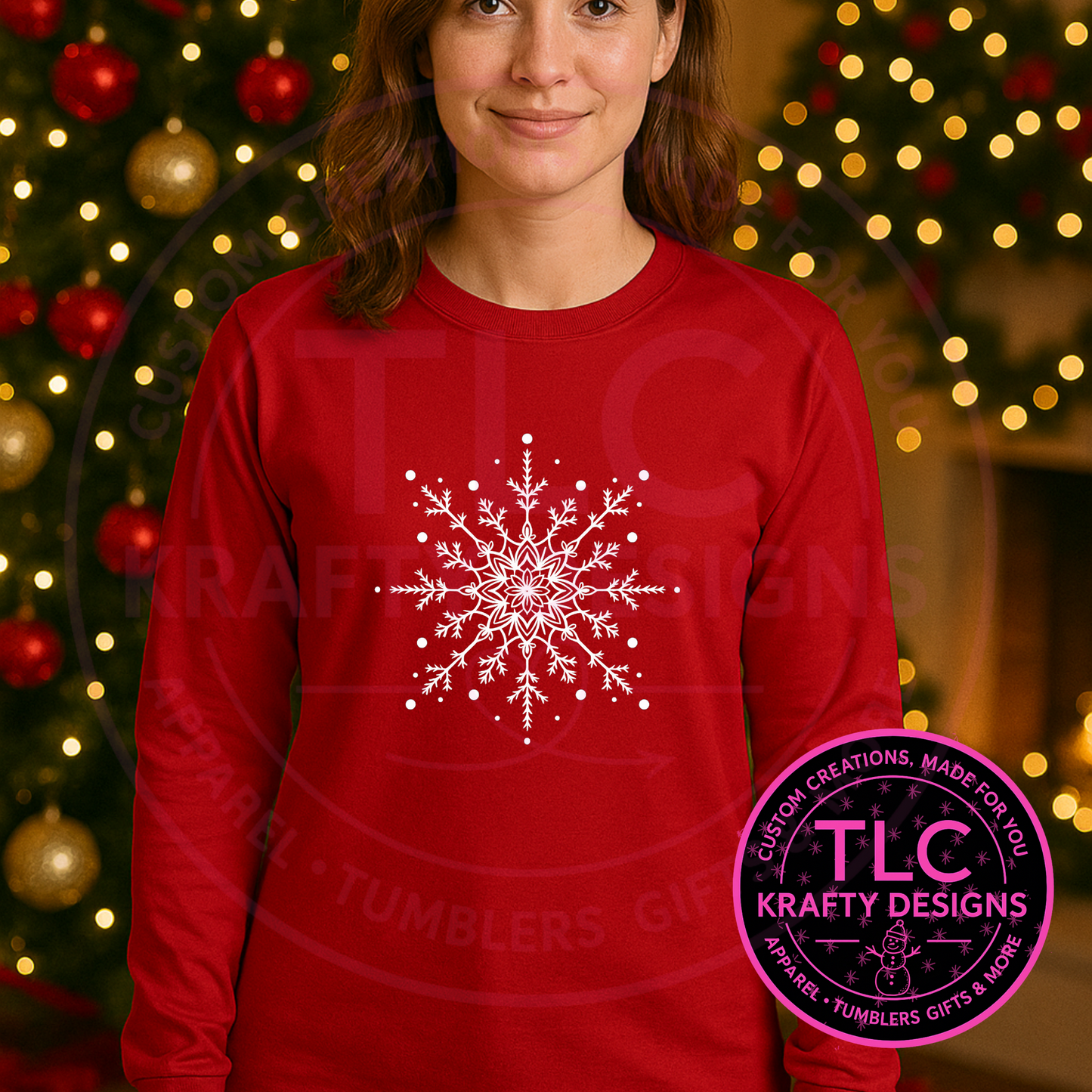 Dainty Snowflake Sweatshirt - Festive Winter Crew Neck or Hoodie CK