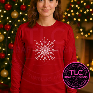 Dainty Snowflake Sweatshirt - Festive Winter Crew Neck or Hoodie CK