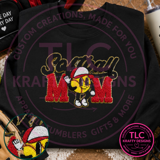Softball Mom Chenille Patch, XL Sports Mom Patch, Iron On Patch for Sweatshirts Hoodies Jackets, Softball Mama Apparel