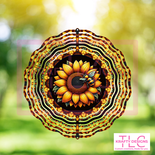 Sunflower & Bee Wind Spinner – Vibrant Outdoor Garden Décor