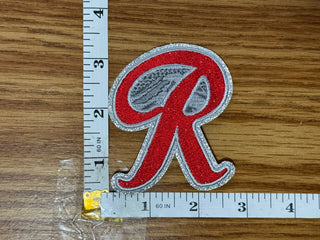 Red & Silver Glitter “R” Rainer Chenille Patch