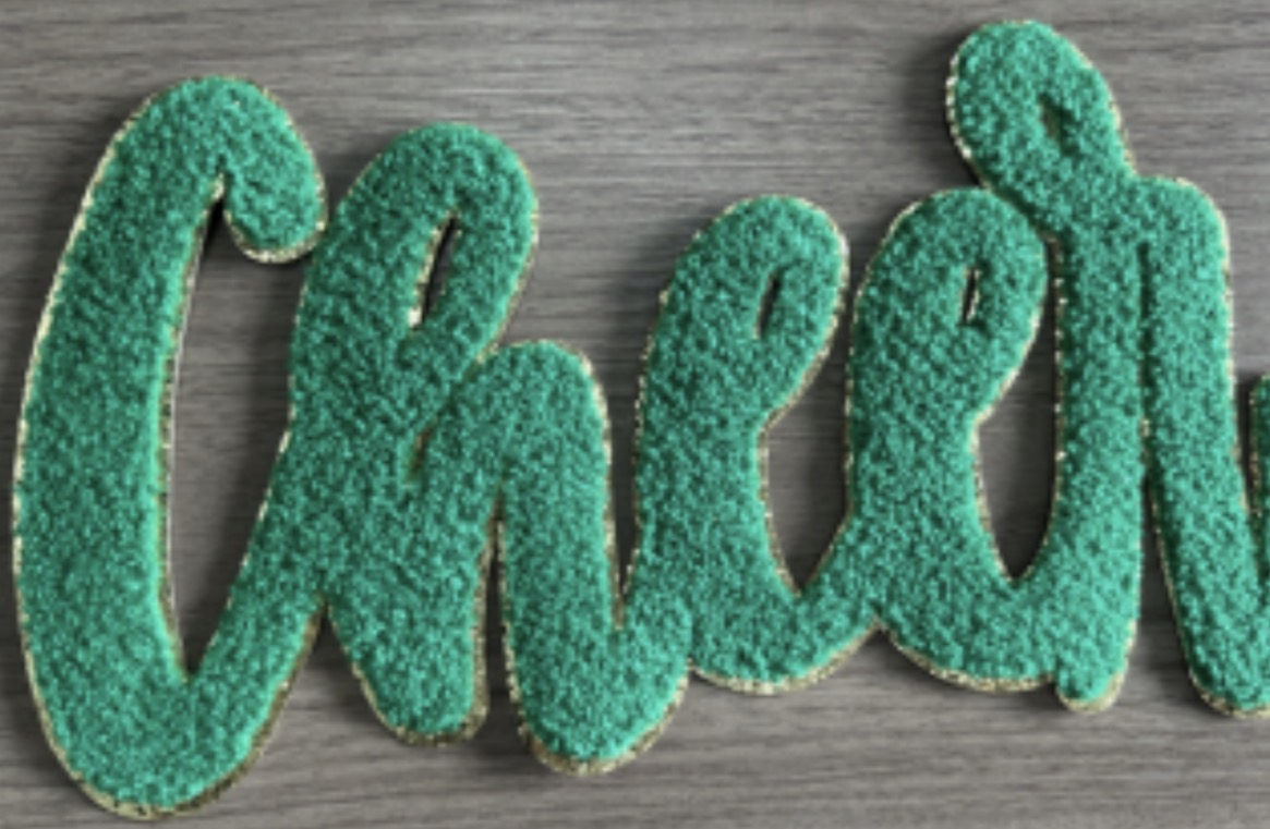 XL Cheer Chenille Patch – Fuzzy Script Letter Patch for Cheer & Dance Apparel (Approx. 10.5”)