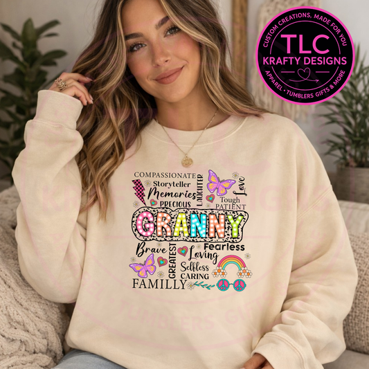 Granny Word Art Design - Colorful Family Love Apparel