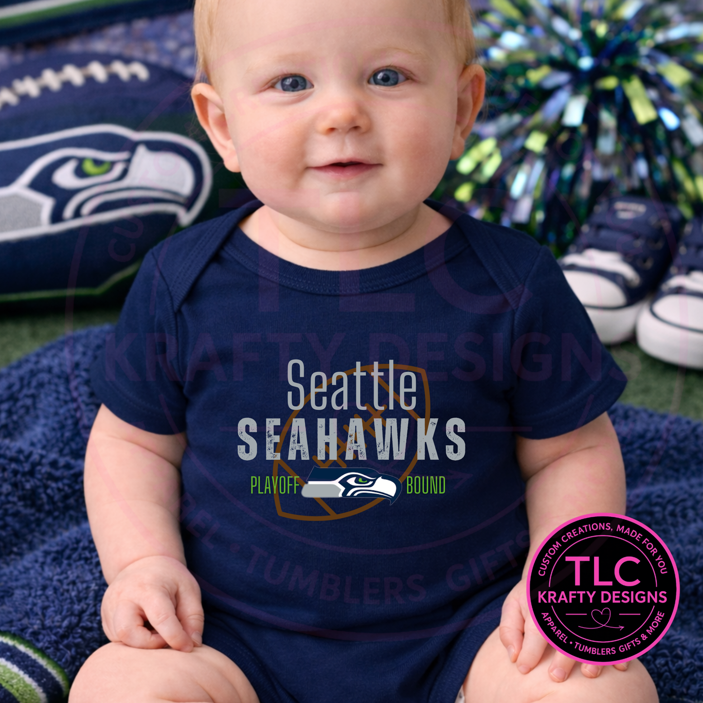 Playoff Bound with Football Seattle Onesie - Football Game Day Onesie CK