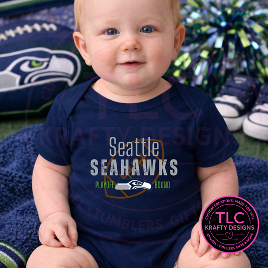 Playoff Bound with Football Seattle Onesie - Football Game Day Onesie CK