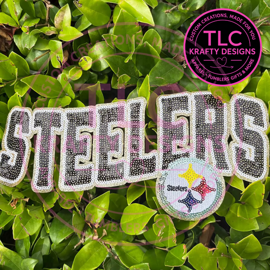 PREORDER XL Pittsburgh Football Sequin Patch – Sporty Iron-On / Sew-On Applique CK