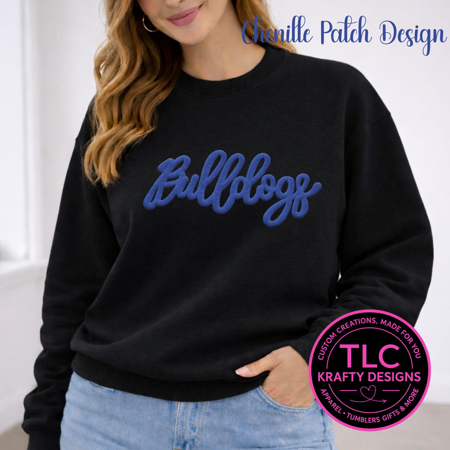 PREORDER Blue Bulldogs Fuzzy Patch, Chenille Style Patch, Custom Team Patch, Fluffy Patch