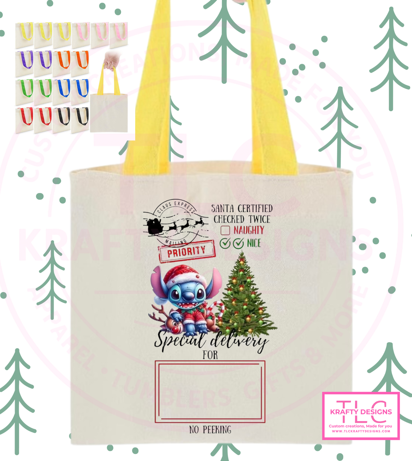 Custom Christmas Tote Bags – Personalized Kids Tote Bags in Fun Character Designs CK