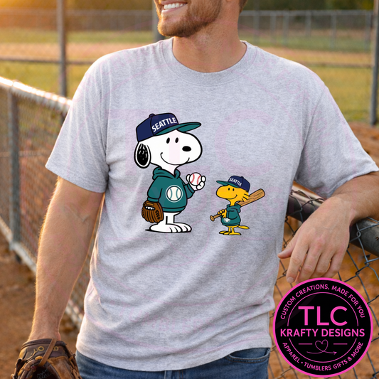 Seattle Baseball Cartoon Friends Design - Seattle Sports Apparel