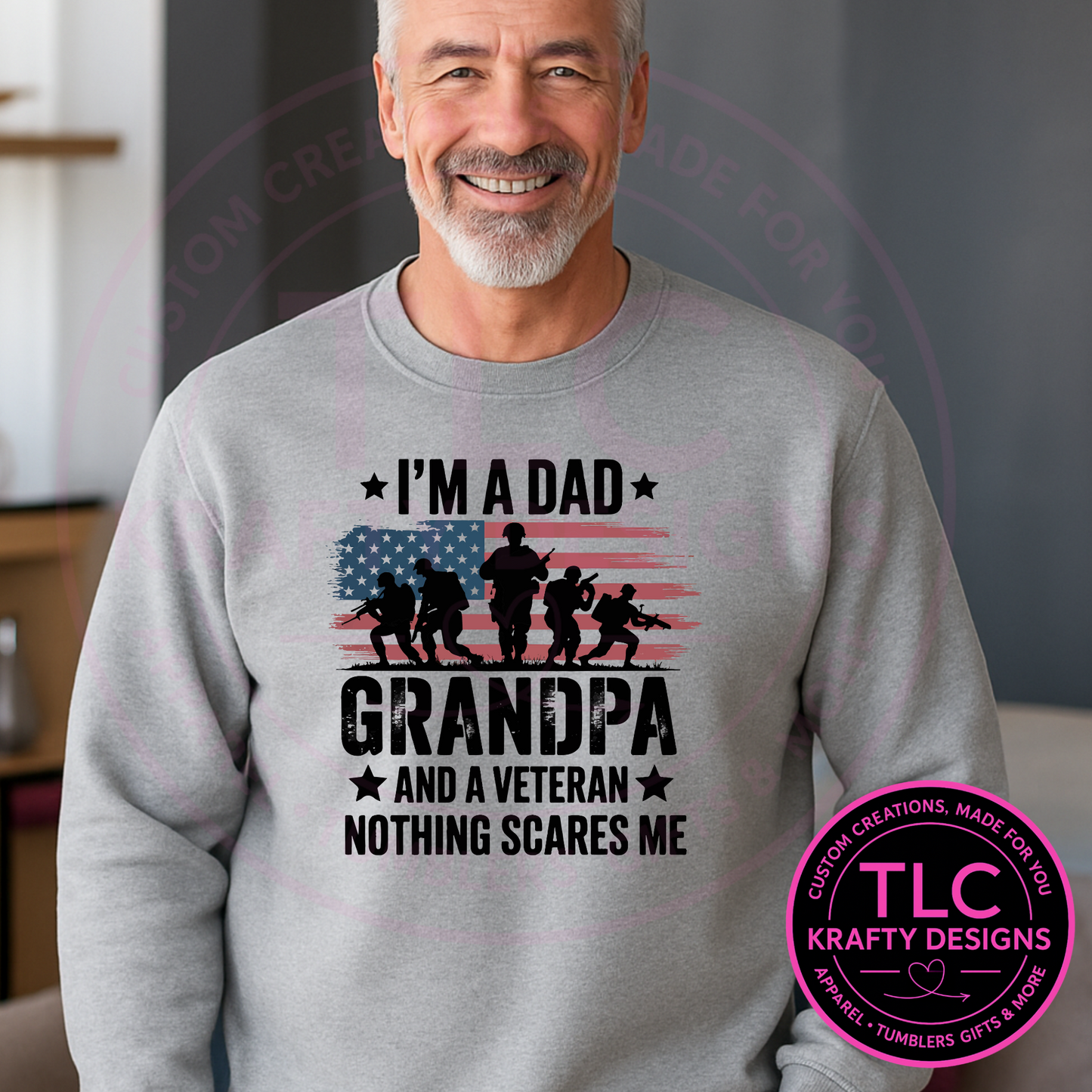 Dad Grandpa Veteran Sweatshirt - Patriotic Humor Crew Neck or Hoodie CK