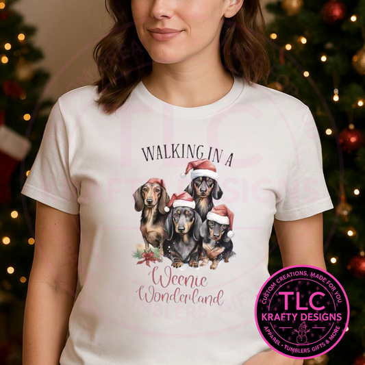 Weenie Wonderland Christmas T-Shirt – Festive Holiday Dog Lover Long or Short Sleeve Tee CK