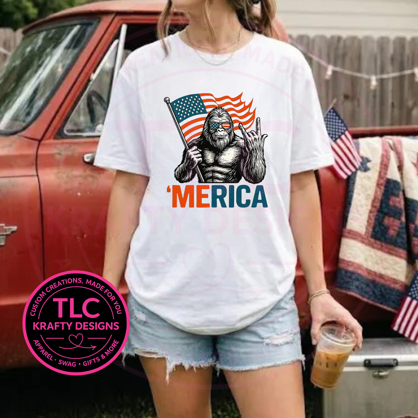 'Merica Bigfoot Design - Patriotic Summer Apparel