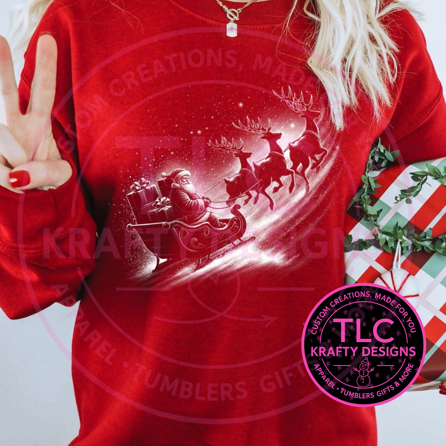 Vintage Sleigh Scene Sweatshirt - Classic Christmas Crew Neck or Hoodie CK