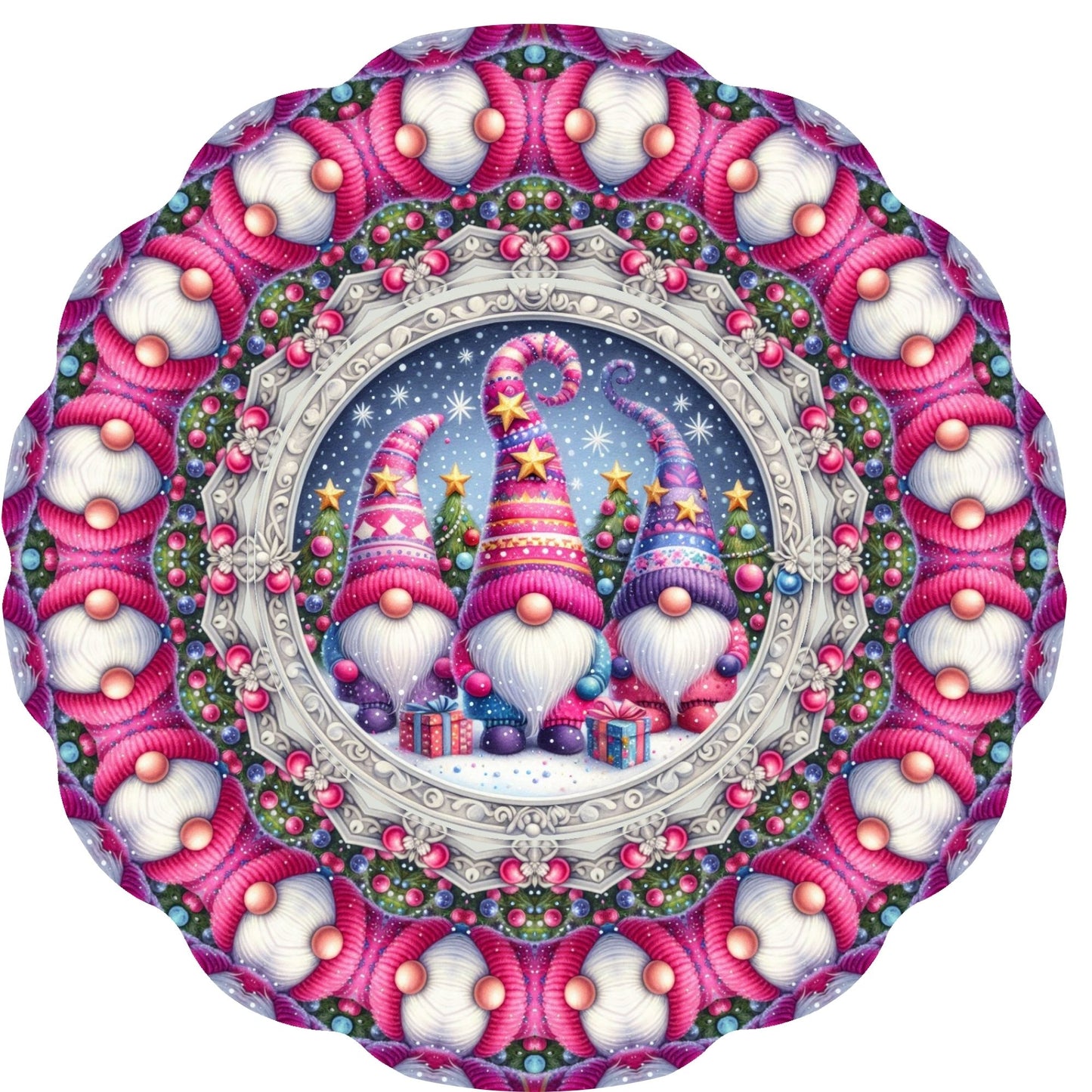 Gnome Trio 10” Wind Spinner – Festive Christmas Sublimated Metal Yard Décor CK