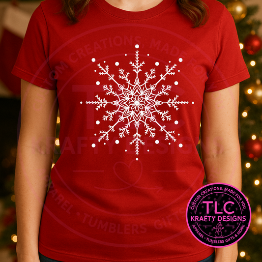 Dainty Snowflake T-Shirt - Festive Winter Long or Short Sleeve Tee CK
