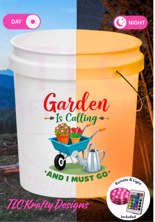 Garden Is Calling Light Up Bucket, Gardening Gift for Her, LED Garden Bucket, Flower Lover Decor, Outdoor Patio Light