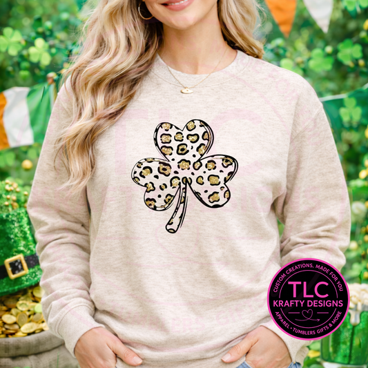 Leopard-Print Shamrock Shirt or Sweatshirt - St. Patrick's Day Apparel CK