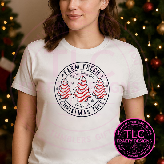 Farm Fresh Christmas Tree Cakes T-Shirt - Festive Christmas Long or Short Sleeve Tee CK