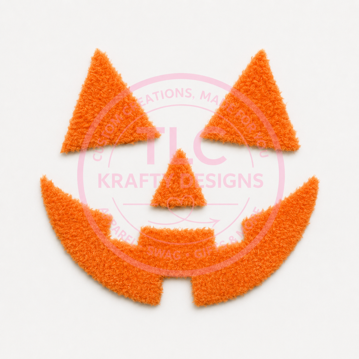 Orange Fuzzy Jack O’ Lantern Patch – Halloween Pumpkin Face Iron-On Patch