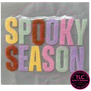 Spooky Season Fuzzy Iron-On Patch, Large Halloween Patch, Oversized Fuzzy Patch, Heat Press Patch for Sweatshirts, Jackets & Bags