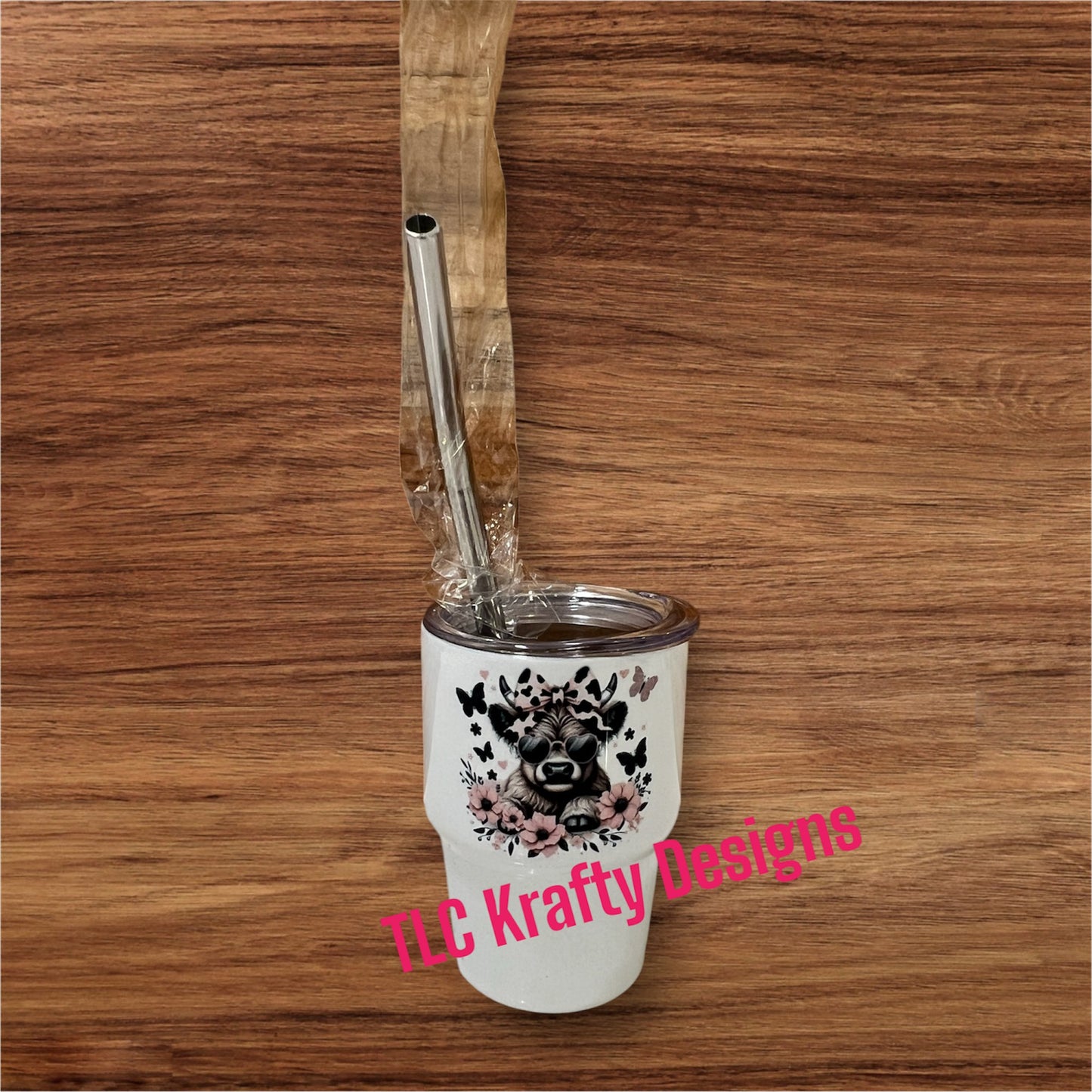 Highland Cow and Butterfly 3oz Shot Glass