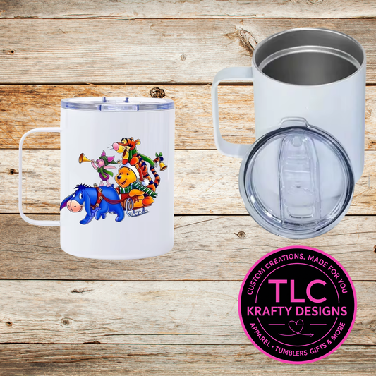 Winnie and Friends Sleigh Mug - 12oz Travel Mug With Lid CK