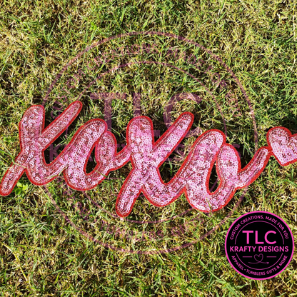 XL XOXO with Heart Sequin Valentine Patch – Sequin Iron-On / Sew-On Applique CK