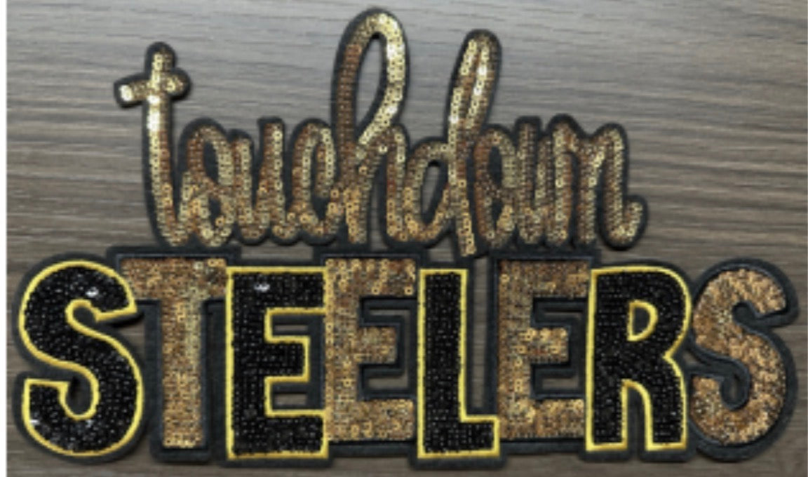 Touchdown Steelers Patch | Football Game Day Patch | Varsity Fan Patch for Jackets, Sweatshirts & Apparel