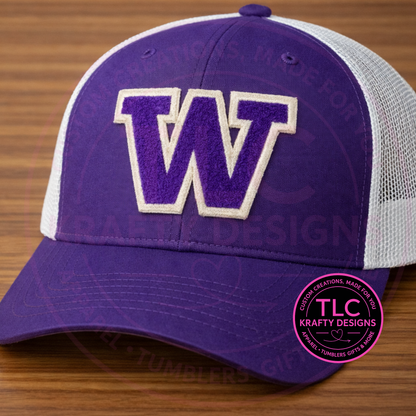 Washington Purple Chenille “W” Letter Patch – Sew or Heat Apply