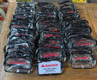 Custom Branded Clear Zipper Bags (TSA Approved) : Promotional Travel Pouch - Personalized Business Swag