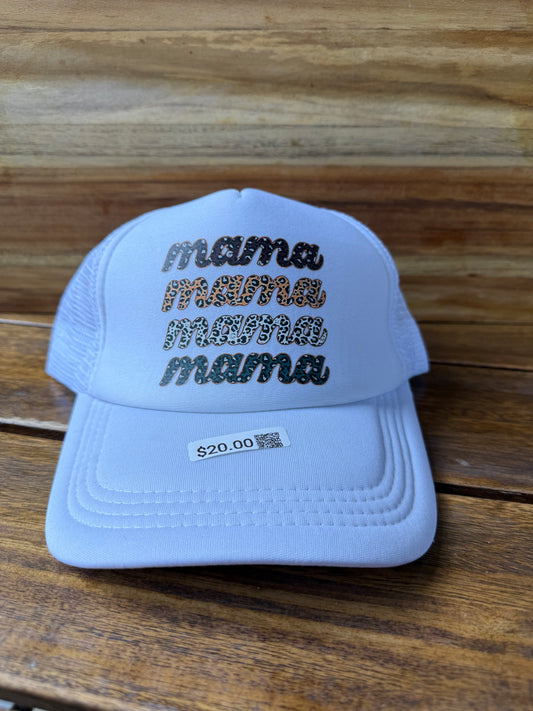 Mama Multicolor Trucker Hat – Leopard & Patterned Text