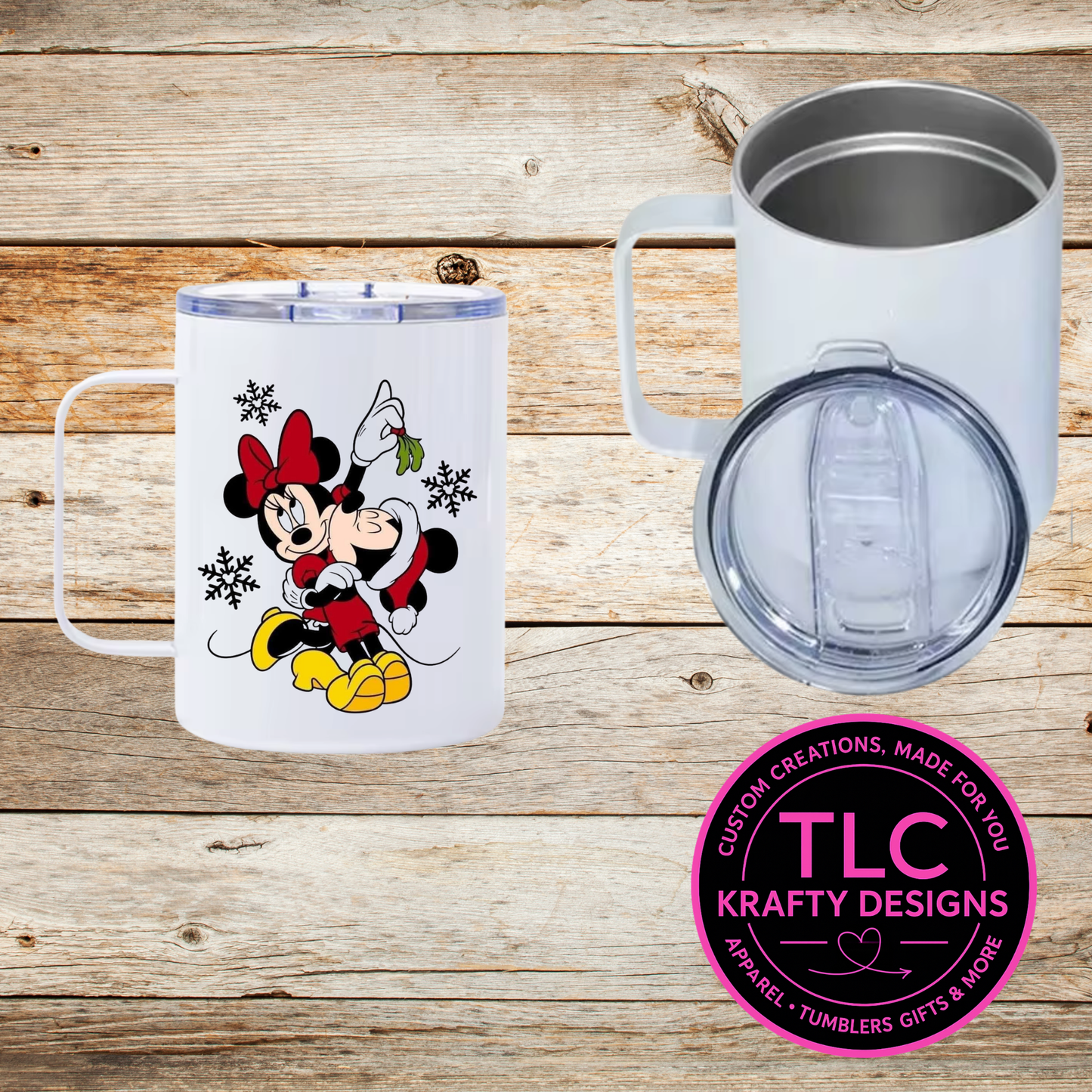 Mistletoe Mickey Mug - 12oz Travel Mug With Lid CK