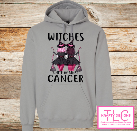 Witches Unite Against Cancer Hoodie – Breast Cancer Awareness Sweatshirt – October Pink Ribbon Support Apparel