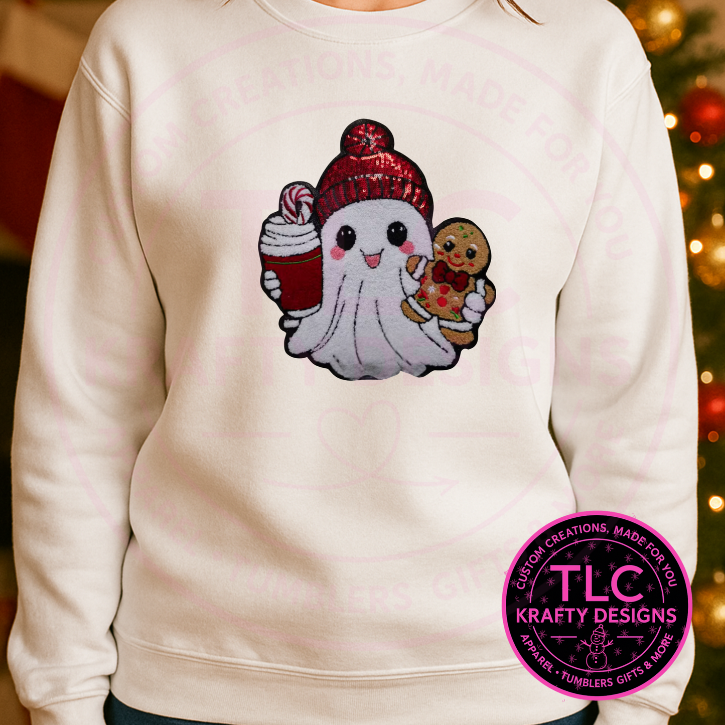 XL Green Man-Inspired Santa Chenille Patch – Naughty Christmas Character with Gift Appliqué