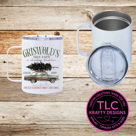 Griswold's Tree Farm Mug - 12oz Travel Mug With Lid CK