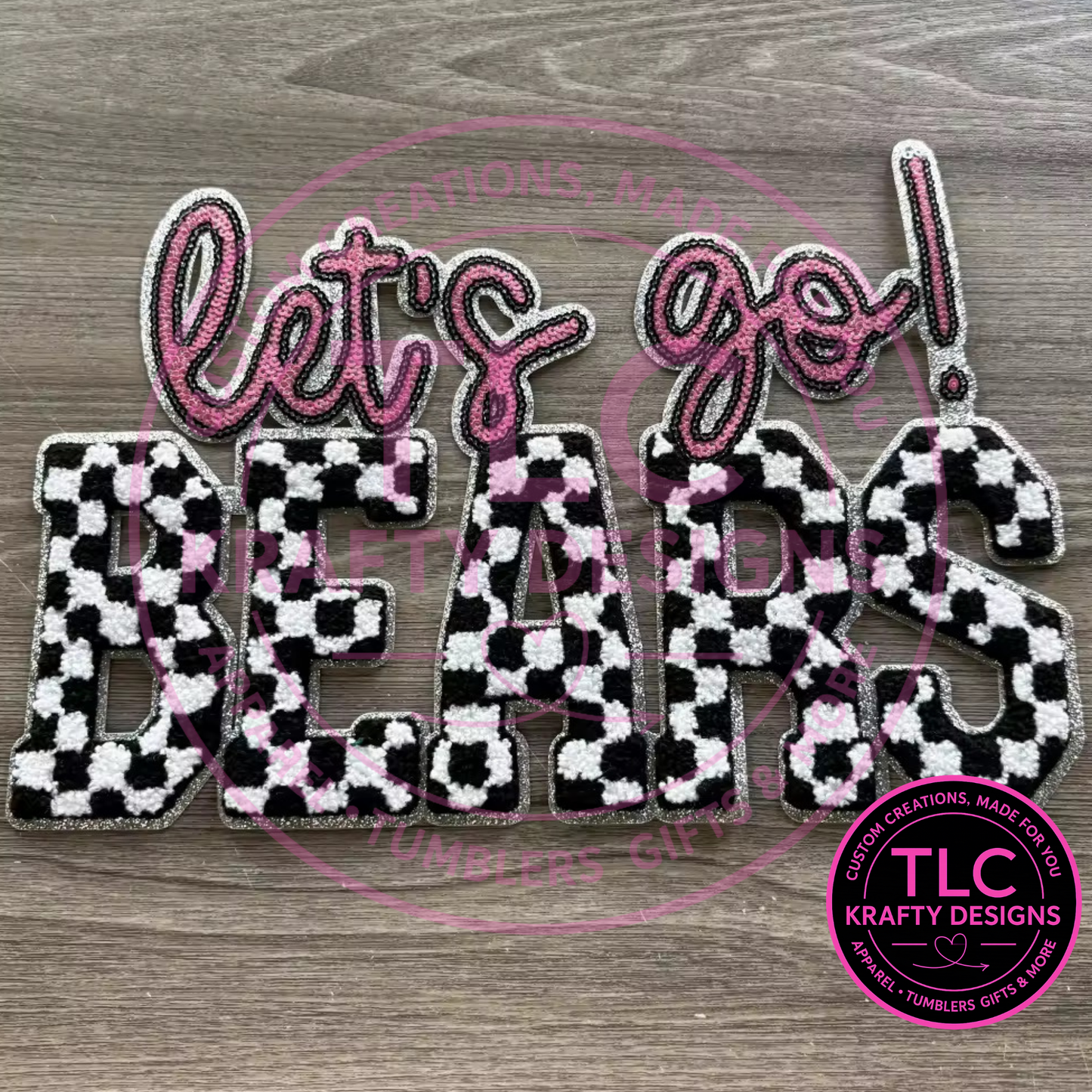 PREORDER XL Let's Go Bears Chenille Patch – Sporty Iron-On / Sew-On Applique CK