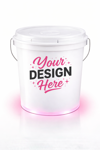 Personalized White LED Bucket with Lid | Custom UVT Design + Seat Lid Upgrade (Camping, Fishing, Gifts)
